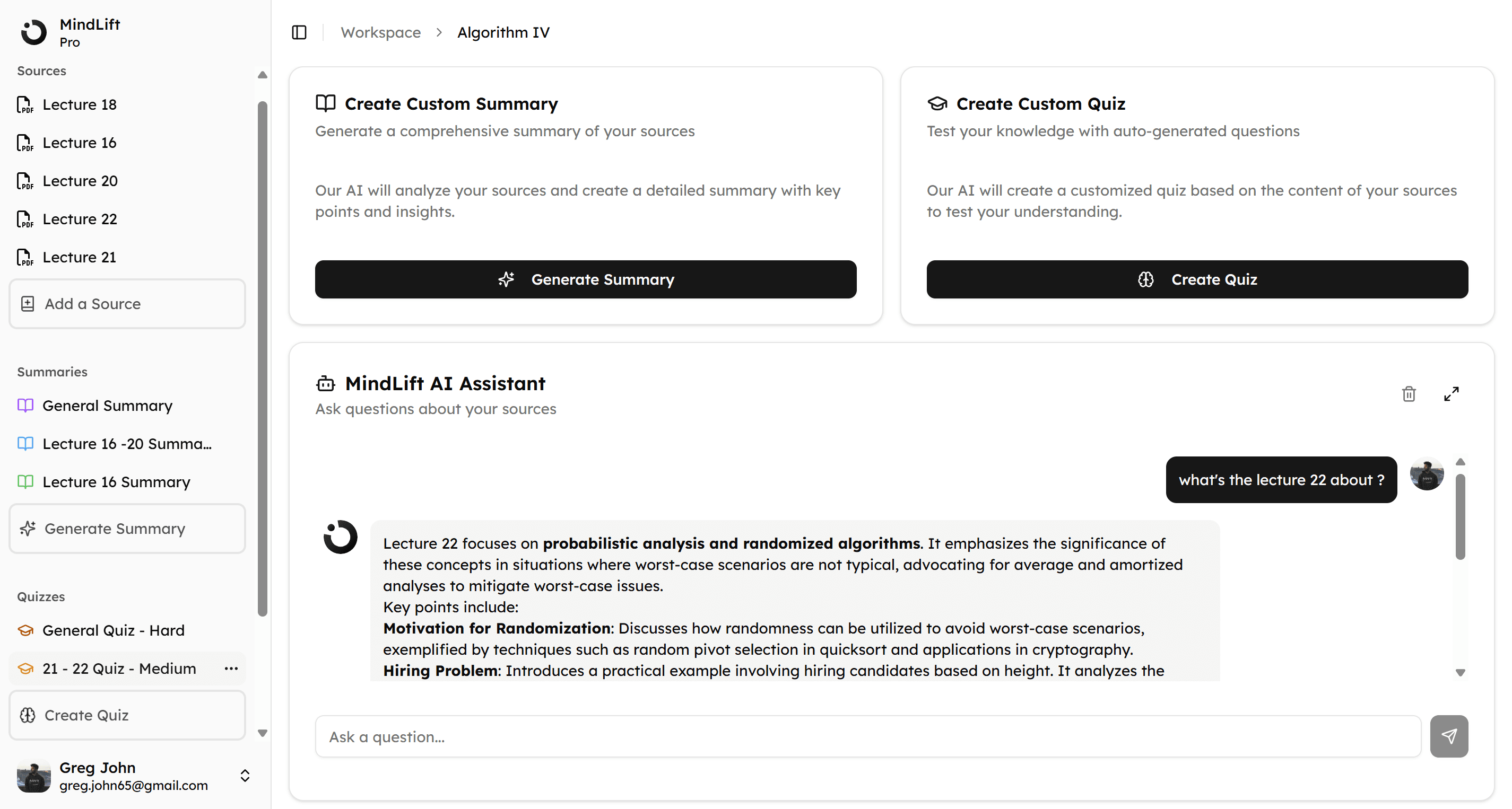 MindLift app interface